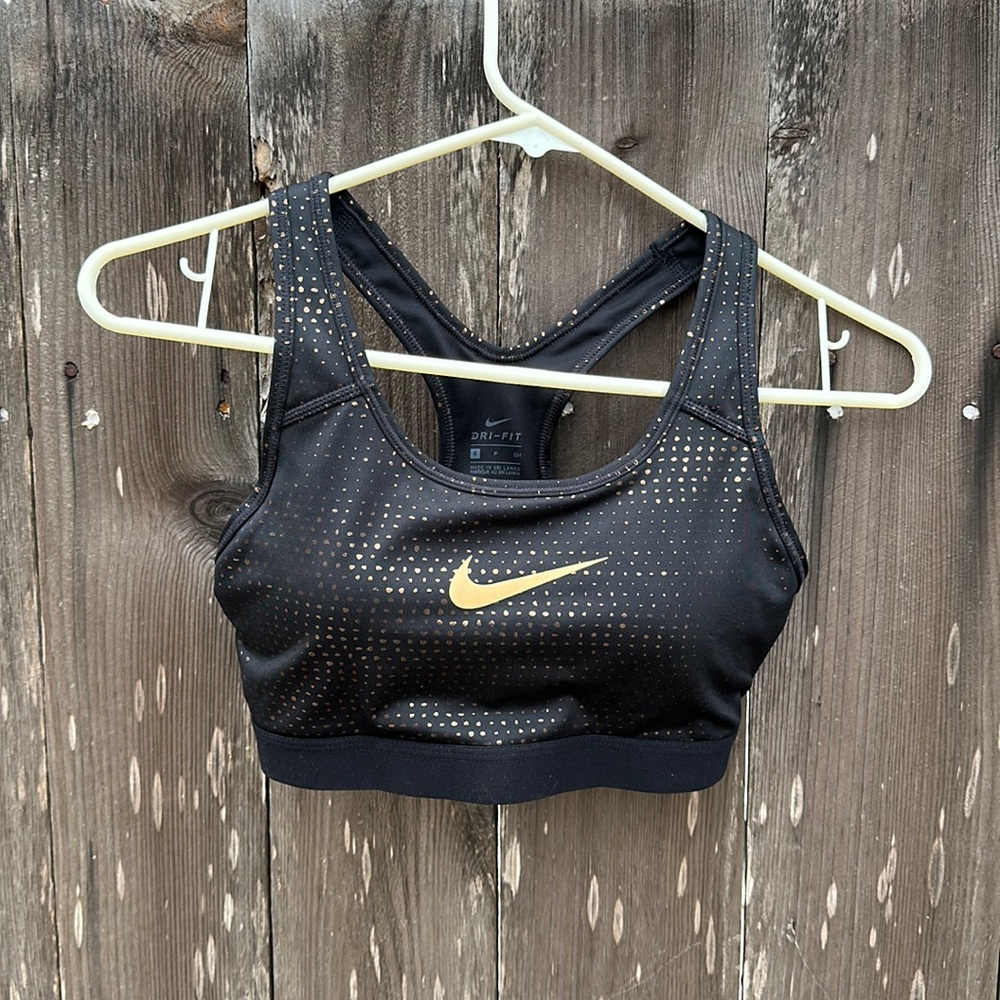 Nike Dri Fit Sports Bra (Gold and Black)